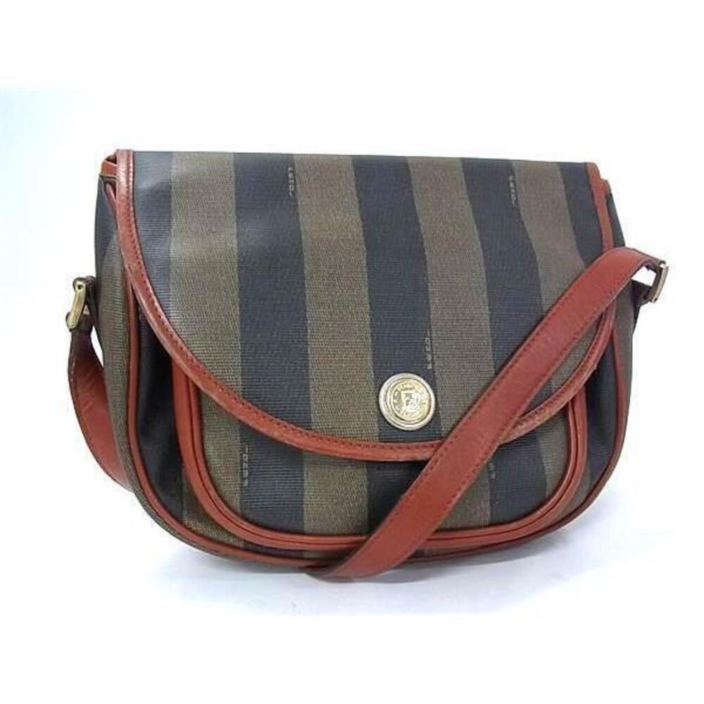 FENDI Pecan Leather Crossbody Shoulder Bag Brown Black
